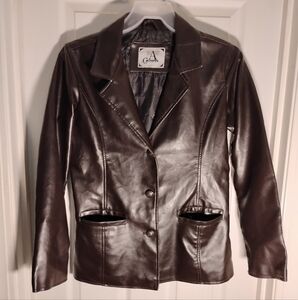 Leather Blazer A. Collezioni Women's Brown